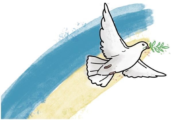 Colombe peinte, symbole de paix, pour les concerts itinérants
